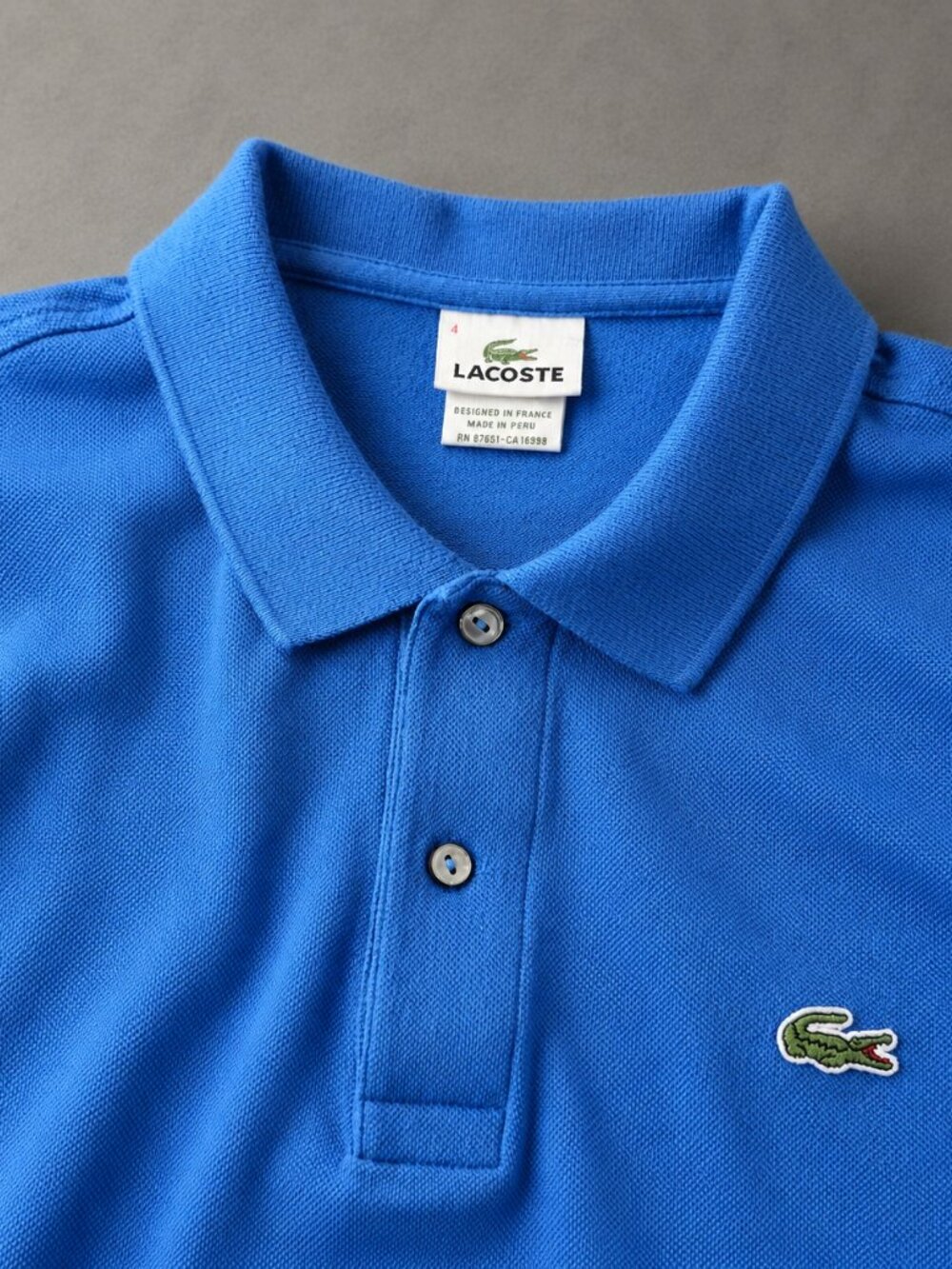Lacoste Men's Piqué Polo Blue Crocodile Logo Size 4 / US Sz M - Picture 2 of 4